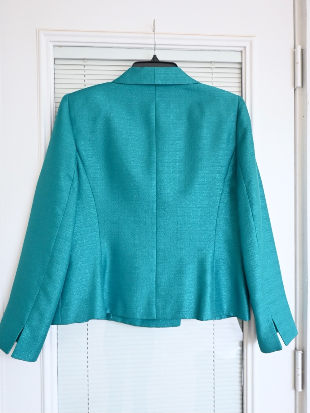 Le Suit Teal Button-Front Tailored Jacket - Picture 3 of 8